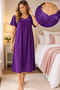 Women's Purple Embroidered Nightgown (Available in Plus Sizes) - 3