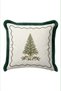 Cream-Colored Pine Tree New Year's Patterned Tasseled Cushion Cover - Simple New Year's Green Tasseled Pillowcase - 6
