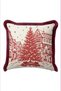 Red Pine Tree Christmas-Themed Tasseled Cushion Cover—New Year's Decoration Tasseled Pillowcase - 4