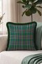 Navy Blue Plaid New Year's Decoration Tasseled Cushion Cover - New Year's Decor Green Fringed Pillowcase - 6