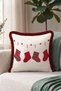 Red Socks New Year's Patterned Tasseled Cushion Cover - Plaid New Year's Burgundy Fringed Pillowcase - 5