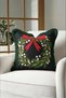 Black Wreath New Year's Patterned Tasseled Cushion Cover - Classic Christmas Decoration Fringed Pillowcase - 7