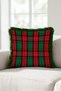 Red Plaid New Year's-Themed Tasseled Cushion Cover - New Year's Decoration: Green-Fringed Pillowcase - 5