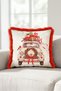 Cream-Colored Car-Themed New Year's Decoration Patterned Tasseled Cushion Cover—Retro Christmas Decoration Fringed Cushion Cover - 3