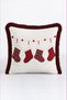 Red Socks New Year's Patterned Tasseled Cushion Cover - Plaid New Year's Burgundy Fringed Pillowcase - 4