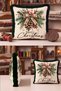 Merry Christmas and New Year's Patterned Tasseled Cushion Cover—New Year's Decor Green Fringed Pillowcase - 2