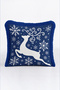 Deer New Year's Checked Tasseled Cushion Cover - Snowflake New Year's Navy Blue Fringed Pillowcase - 6