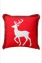 Red Deer Christmas-Patterned Tasseled Cushion Cover - Simple Christmas Decor Fringed Pillowcase - 5