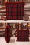 Red Plaid New Year's Patterned Cushion Cover with Tassels - Retro New Year's Fringed Pillowcase with Tassels - 2