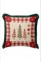Cream Pine Tree New Year's Theme Tasseled Cushion Cover—Plaid New Year's Decor Fringed Pillowcase - 8