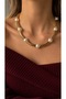 Pearl Detailed Gold Steel Necklace - 2