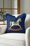 Navy Blue Rocking Horse New Year's Patterned Tasseled Cushion Cover - New Year's Blue Fringed Pillowcase - 4