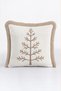 Ecru Pine Tree Christmas-Patterned Tasseled Cushion Cover - Bohemian New Year's Decor Tasseled Pillowcase - 4