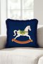 Navy Blue Rocking Horse New Year's Patterned Tasseled Cushion Cover - New Year's Blue Fringed Pillowcase - 8