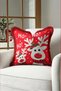 Ho! Red Deer New Year's Decoration Tasseled Cushion Cover—New Year's Decoration Fringed Pillowcase - 7