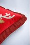 Cute Red Reindeer New Year's Decoration Cushion Cover with Tassels - New Year's Burgundy Fringed Pillowcase - 7