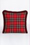 Red Plaid New Year's Patterned Cushion Cover with Tassels - Retro New Year's Fringed Pillowcase - 3