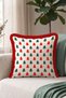 Ecru Pine Tree Christmas Ornament Tasseled Cushion Cover—New Year's Decor Red Fringed Pillowcase - 4