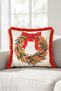 Ecru Wreath New Year's Patterned Tasseled Cushion Cover - New Year's Decor Red Fringed Pillowcase - 7