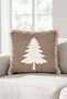 Pine Tree and Taupe Color New Year's Patterned Tasseled Cushion Cover - Simple New Year's Decor Fringed Pillowcase - 7
