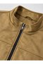 Seasonal Slim Fit Stand Collar Basic Suede Jacket