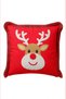 Cute Red Reindeer New Year's Decoration Cushion Cover with Tassels - New Year's Burgundy Fringed Pillowcase - 5