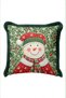 Red Snowman New Year's Patterned Tasseled Cushion Cover - New Year's Green Fringed Pillowcase - 7