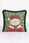 Red Snowman New Year's Patterned Tasseled Cushion Cover - New Year's Green Fringed Pillowcase - 5