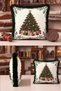 Pine Tree Cream-Colored New Year's Patterned Tasseled Cushion Cover - New Year's Decor Green Fringed Pillowcase - 2