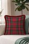 Red Plaid New Year's Patterned Cushion Cover with Tassels - Retro New Year's Fringed Pillowcase with Tassels - 7