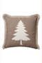 Pine Tree and Taupe Color New Year's Patterned Tasseled Cushion Cover - Simple New Year's Decor Fringed Pillowcase - 8