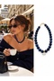 Markız Stone Embellished Gold and Navy Blue Stone Embellished Steel Necklace