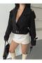 Women's Sleeveless Belted Double-Breasted Cropped Trench Coat with Wrap Neckline Detail - 3