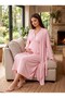 New Season Pink-Piped, Buttoned, Nursing-Friendly Design, Long-Sleeved, 100% Cotton Postpartum and Maternity Robe and Nightgown Set