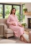New Season Pink-Piped, Buttoned, Nursing-Friendly Design, Long-Sleeved, 100% Cotton Postpartum and Maternity Robe and Nightgown Set - 8
