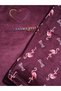 Women's French Velvet Burgundy Flamingo-Print Crew Neck Long-Sleeve Pajama Set - 4