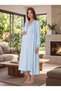 New Season Blue-Piped, Buttoned, Nursing-Friendly Design, Long-Sleeved, 100% Cotton Postpartum and Maternity Robe and Nightgown Set - 5