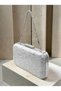 Silver-Gray Lace Women's Evening Clutch Bag with Silver Accents and a Thick Chain Strap for Weddings and Engagements - 5