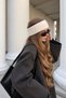 Women's Winter Ecru Fringed Knitted Flat Wide Headband Bandana BND01