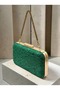 Green Lace Women's Evening Clutch Bag with Gold Accents and a Thick Chain Strap for Weddings and Engagements - 5