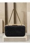 Black Lace Women's Evening Clutch Bag with Gold Accents and a Thick Chain Strap for Weddings and Engagements - 7