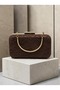 Brown Lace Women's Evening Clutch Bag with Gold Accents, Strappy Chain Strap, and Handle—Perfect for Weddings and Engagements - 3