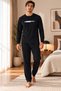 Men's Interlock Long Sleeve Cotton Pajama Set - 4