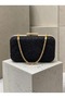 Black Lace Women's Evening Clutch Bag with Gold Accents and a Thick Chain Strap for Weddings and Engagements - 3