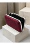 Burgundy Lace Women's Evening Clutch Bag with Silver Accents, Strappy Chain Strap, and Handle—Perfect for Weddings and Engagements - 6