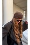 Women's Winter Coffee-Colored Bearded Knit Flat Wide Headband Bandana BND01 - 3