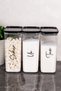 Set of 3, 3000 ml Black Vacuum-Sealed Transparent Acrylic Food Storage Containers with Labels for Tea, Sugar, Flour, and Salt - 5