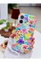 iPhone 16-Compatible Flexible Silicone Case with 3D Beaded Flower Design and Toy - 2