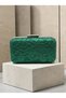 Green Lace Women's Evening Clutch Bag with Silver Accents and Chain Strap for Weddings and Engagement Parties - 3