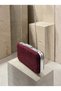 Burgundy Lace Women's Evening Clutch Bag with Silver Accents, Strappy Chain Strap, and Handle—Perfect for Weddings and Engagements - 7